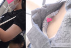 [胸チラ]北川●子似のスレンダー女子の乳首が丸見え[マスク着]