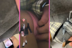 【忍射Ep24】ギャルJKのパンツに押し付け。触り。ぶっかけ。車内にて。