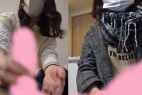 顔出し☆ガチ現役マ●ドナルドのバイト店員19歳と2回目の撮影+20歳素人OLの手淫