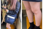 ミニスカからの美脚に勃起寸前!ギャル系制服美女のエロ過ぎる立位ミニスカ生脚564