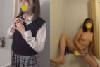 ホテルのシャワーでこっそりオナニーしちゃうJ〇3