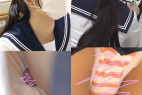 【凛としたセーラー美少女】【襖越しに追いかけたしましま綿パン】【はりつやくっきり乳首】