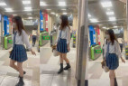 JK盗撮日記⑩ 青チェックミニスカ制服JKを尾行