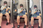 JK盗撮日記13 青チェックミニスカ制服JKが電車内で誘惑