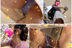 白いデニムミニスカさんのプルーの花柄生Pをしゃがみと前後から多彩なアングルでどーぞ! JD35SP-4K