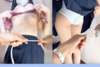 【試着室盗撮④お人形さんみたいなセーラー美少女】【ふっくら幼パイ&水色しましまパンツ】