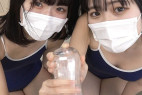 現役18才まりなちゃん&ららちゃん!制服グラビアのつもりがスク水オナホでツインシュート!?【4K】