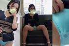 電車内でパンティ露出 染み付きパンチラで挑発してくるエッチなお姉さん