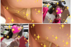 ピンク色カーディガンに白ミニスカのおしゃれっ子ちゃんはこれまた鮮やかな黄色Pでした! JK33S-4K