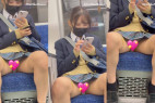 JK盗撮日記21 青チェックミニスカポニテJKを電車内で盗撮