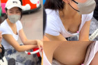 胸チラ動画01 ママ友の垂れパイ!!スレンダー美女のスケベな乳輪を激写!