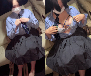 金欠の巨乳女子を車内に連れ込んで制服えっちしました。